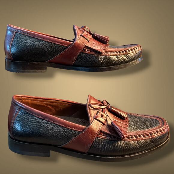 Men\'s 9.5 JOHNSTON & MURPHY Aragon II Kiltie Tassel Brown/Black Leather Loafers main image 6